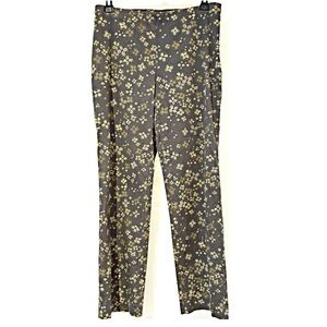 Sigrid Olsen Sport Retro 60’s Mod Floral Mid Rise Ankle Pants Olive Green Sz 4P